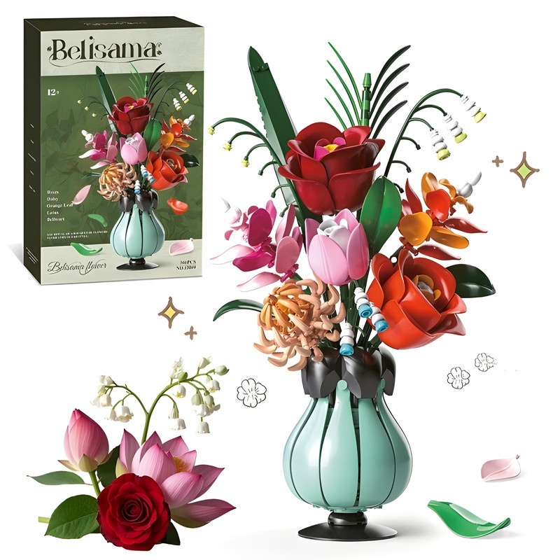 ساختنی 566 تکه مدل گلدان گل رز طرح BELISAMA FLOWER کد 13069
