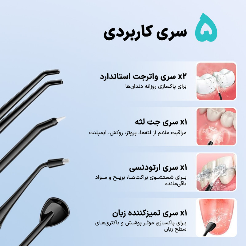 دستگاه شست و شوی دهان و دندان شارژی کاسلاس مدل Dual Stream C20 به همراه 5 سری