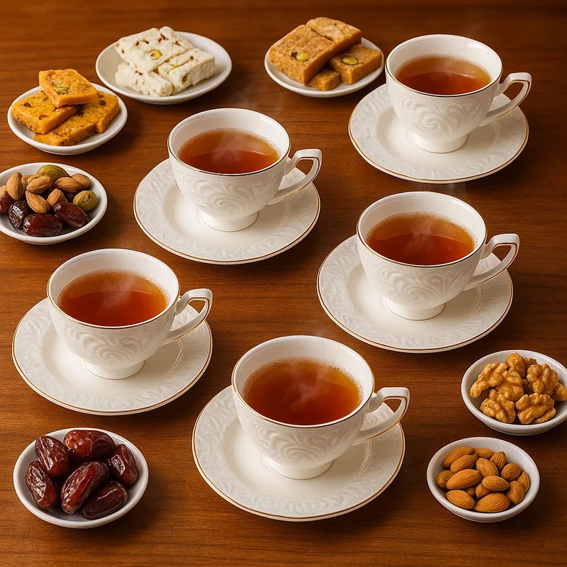 سرویس چای خوری 6 پارچه 3 نفره شاهین مدل DOMBEYAZ