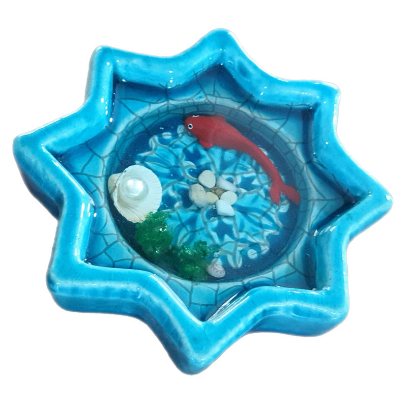 ظرف ماهی هفت سین مدل سفالی طرح ستاره ای