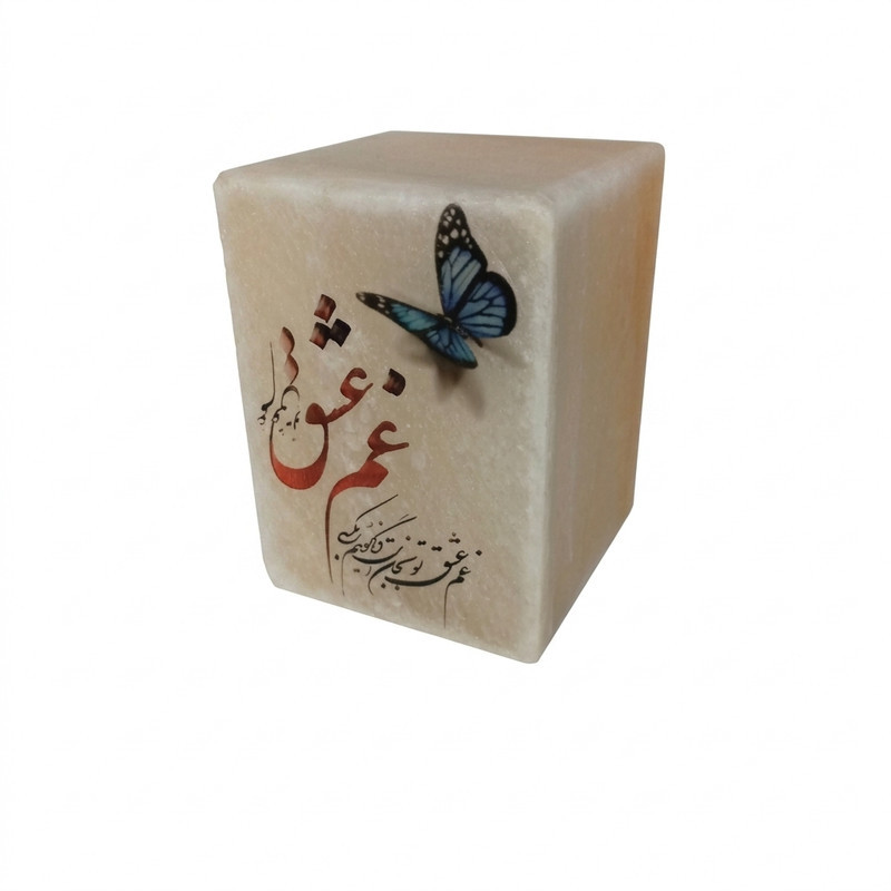 آباژور سنگ نمک مدل مکعب ایستاده کد 010