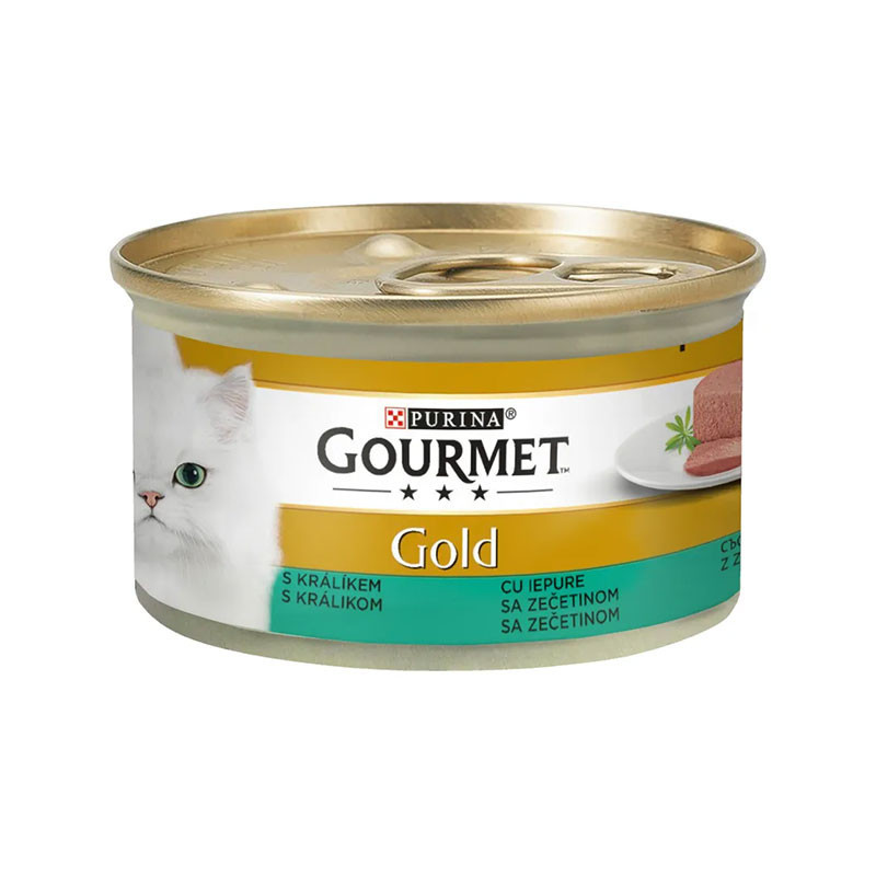کنسرو غذای گربه بالغ گورمت مدل Gold Mousse بافت موس با طعم مرغ و قزل‌آلا وزن 85 گرم بسته 12 عددی