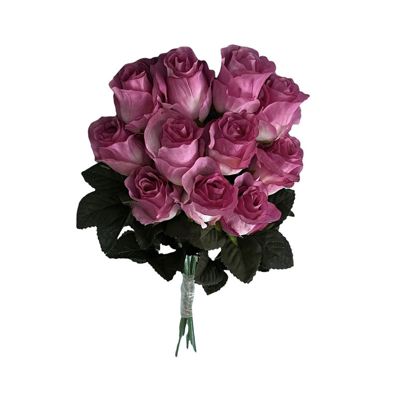 دسته گل رز مصنوعی پارچه‌ای 11 شاخه طول 45 سانتی‌متر با قابلیت شستشو و خم شدن مناسب گلدان‌های بزرگ و کوچک