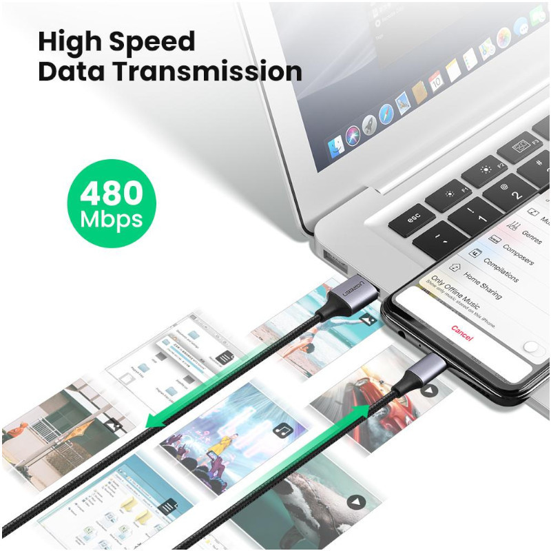 کابل تبدیل USB 2.0 به MICROUSB 2.0 یوگرین مدل US290 طول 2 متر