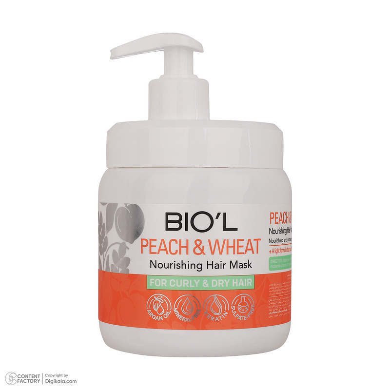 ماسک تقویت کننده مو بیول مدل Peach And Wheat مناسب برای موهای فر و خشک حجم 500 میلی لیتر