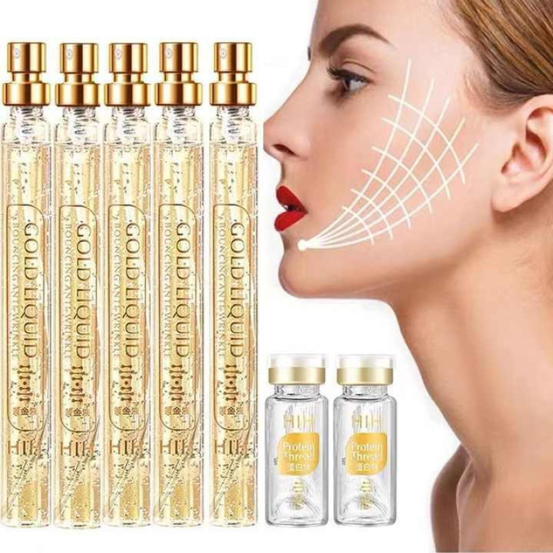 پک ضد چروک اچ آی اچ مدل نخ کلاژن جذبی و طلا بسته 7 عددی