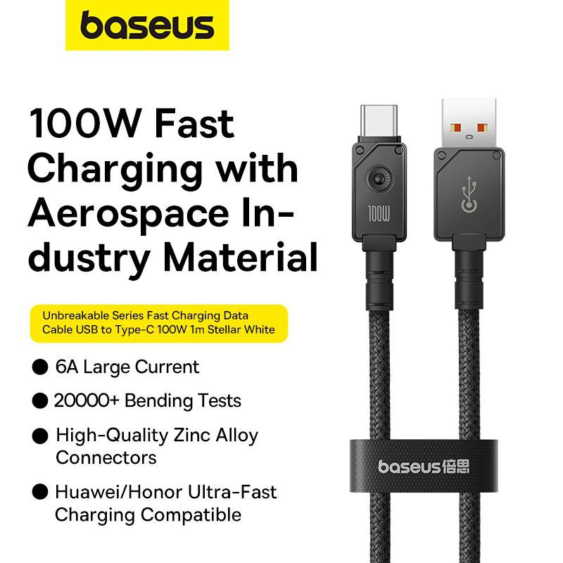 کابل USB به USB-C بیسوس مدل Unbreakable Series 100W طول 2 متر