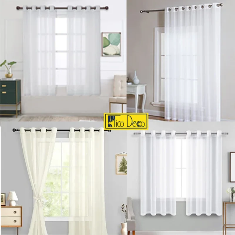 پرده تیکو دکو مدل حریر کلاسیک 7170 دوخت ساده سایز 170 × 295 سانتی‌متر