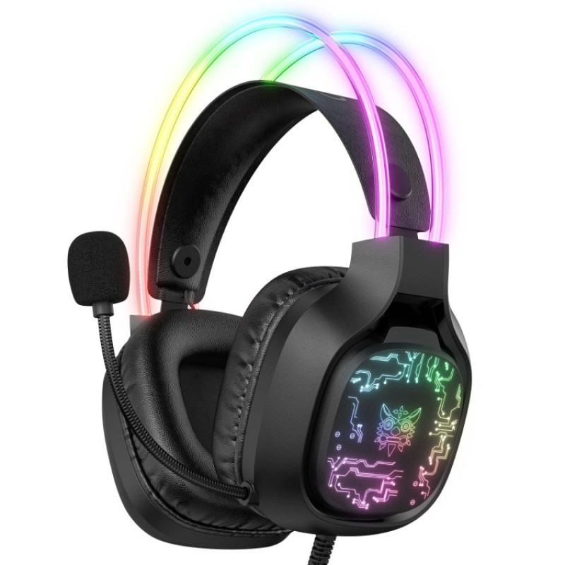 هدست گیمینگ Onikuma مدل X22 بدون قابلیت نویز کنسلینگ، درگاه USB، دارای نورپردازی RGB، امپدانس 32 اهم