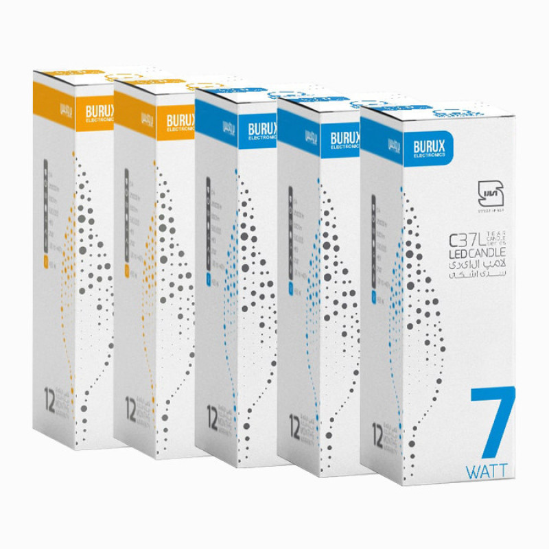 لامپ ال ای دی 7 وات بروکس مدل C37L-3b2 پایه E14 بسته 5 عددی