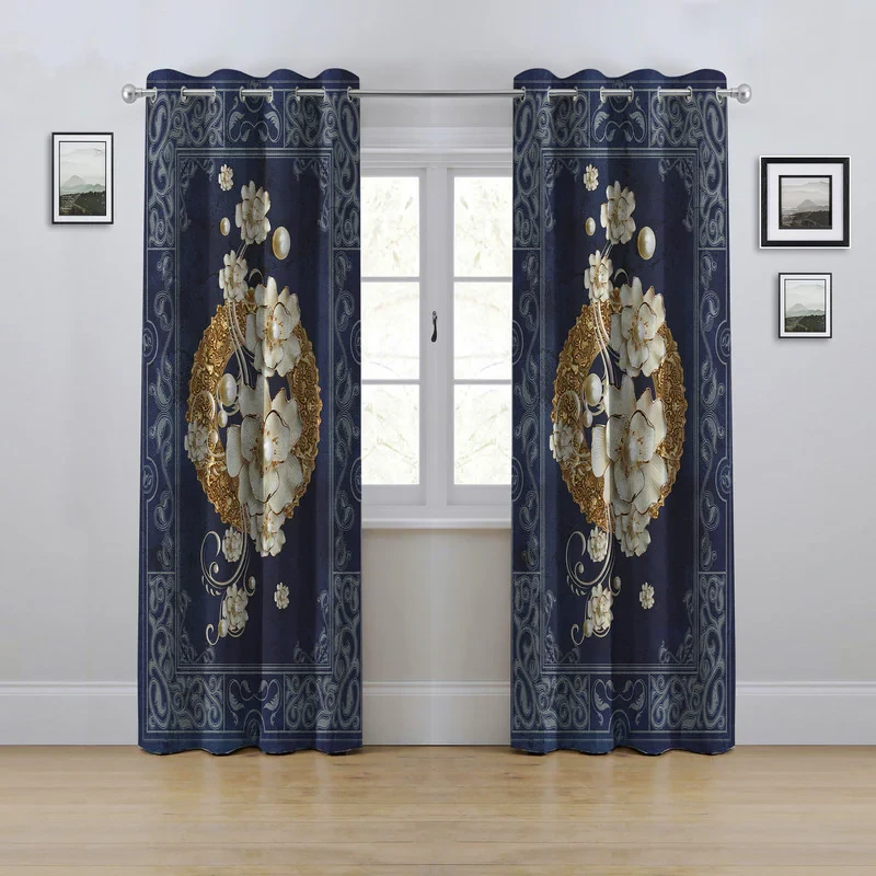 پرده مدل پانچی طرح گل سه بعدی سایز 280x145 سانتی متر