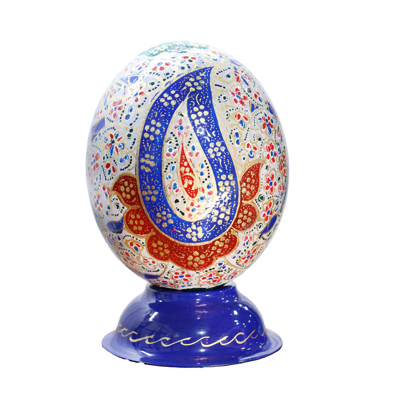 تخم شترمرغ تزیینی صنایع دستی فاخر مدل مگنت دار طرح آیه شریفه و إن یکاد کد Gray1913