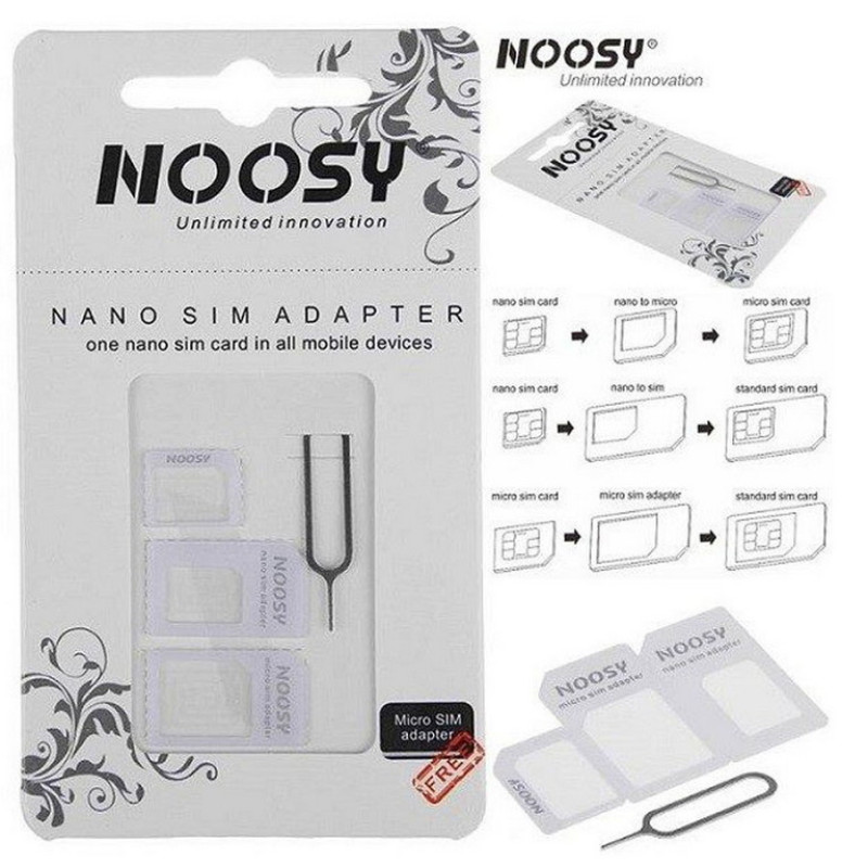 تبدیل سیم کارت های نانو و میکرو به استاندارد نوسی مدل NANOSIMADAPTER مجموعه 4 عددی