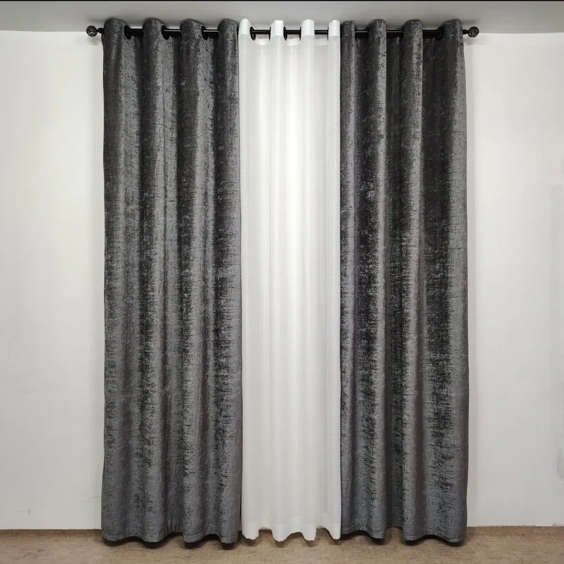 پرده مدل  پانچ مخمل ساده شانل سایز 280x145 سانتی‌متر