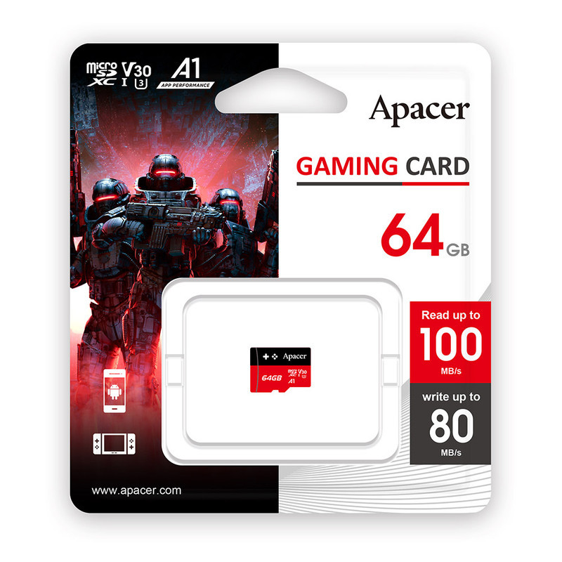 کارت حافظهMicroSDXC اپیسر مدلGaming card استاندارد XC CL10 U3 سرعت  10080MBps ظرفیت 64 گیگابایت