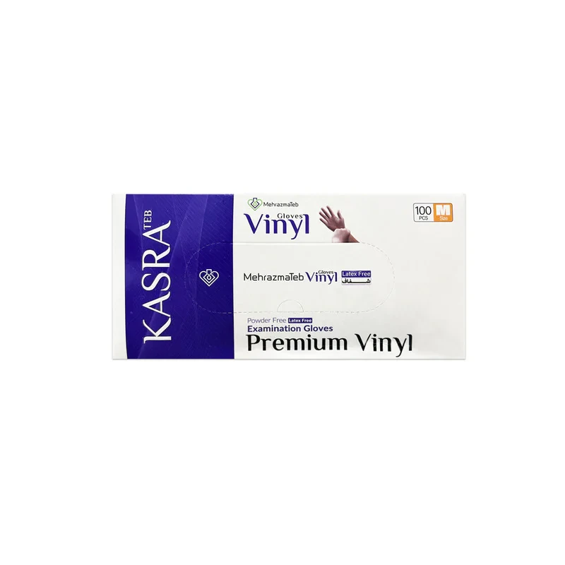 دستکش وینیل کسری طب مدل Latex Free سایز M بسته 100 عددی