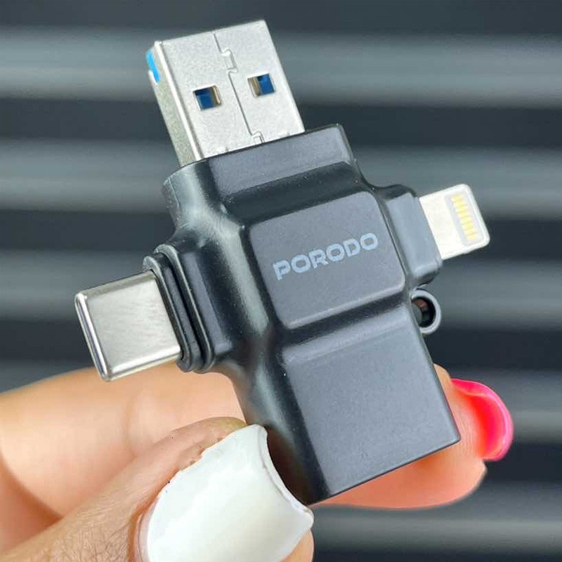 مبدل USB 3.0 OTG به Type C  USB 2.0  لایتنینگ کارت‌خوان TF پرودو مدل PD-ETK09