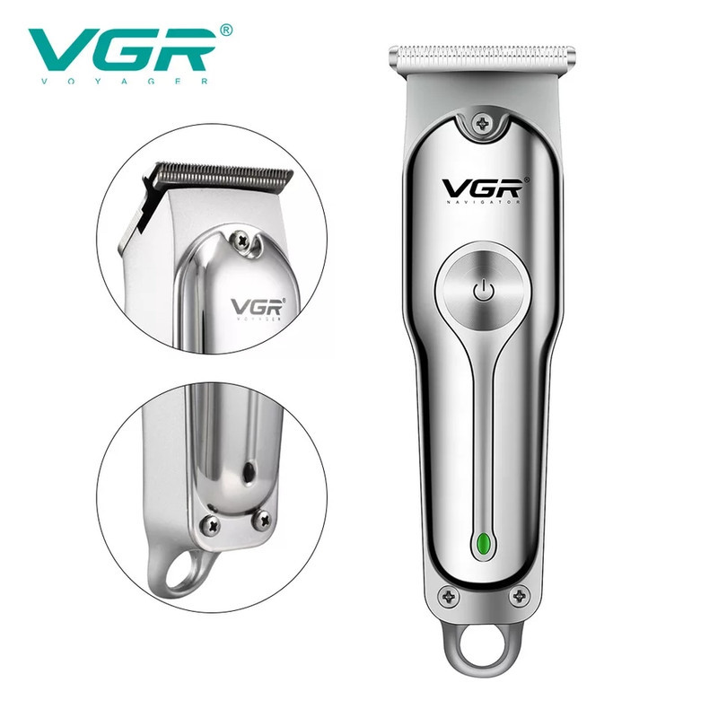 ماشین اصلاح موی سر و صورت وی جی ار مدل V-071 با تیغه دوار روکش الماس، موتور 8500 دور در دقیقه، باتری 600 میلی‌آمپر ساعت، شارژ USB، استفاده خشک و مرطوب و شانه قابل تنظیم دستی
