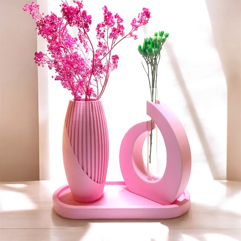 ست گلدان دکوری کد 1024، مجموعه 4 عددی گلدان خمره‌ای طرح قطره، سنگ مصنوعی، مناسب گل طبیعی، گل خشک و گل مصنوعی، ابعاد 22×10 سانتی‌متر