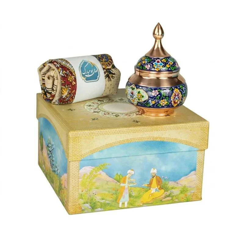 قندان مسی صنایع دستی اریسا طرح پرداز گل