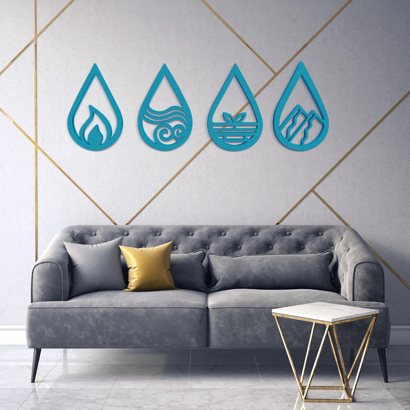 دیوارکوب آرتافرین مدل عناصر چهارگانه طرح قطره مجموعه 4 عددی