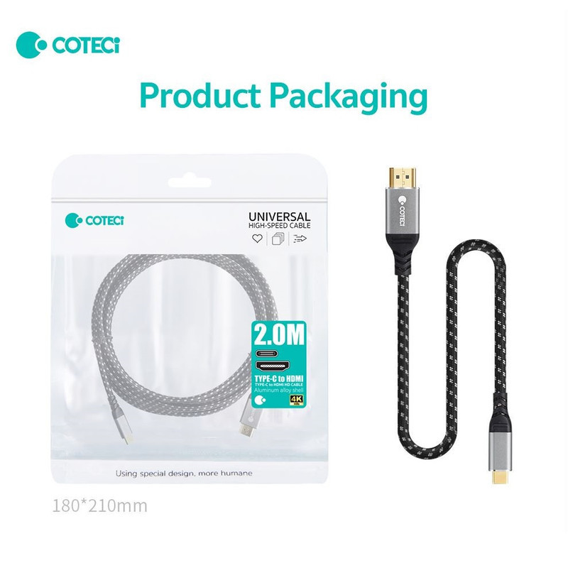کابل تبدیل HDMI به USB-C کوتسی  مدل 87411 طول 2 متر