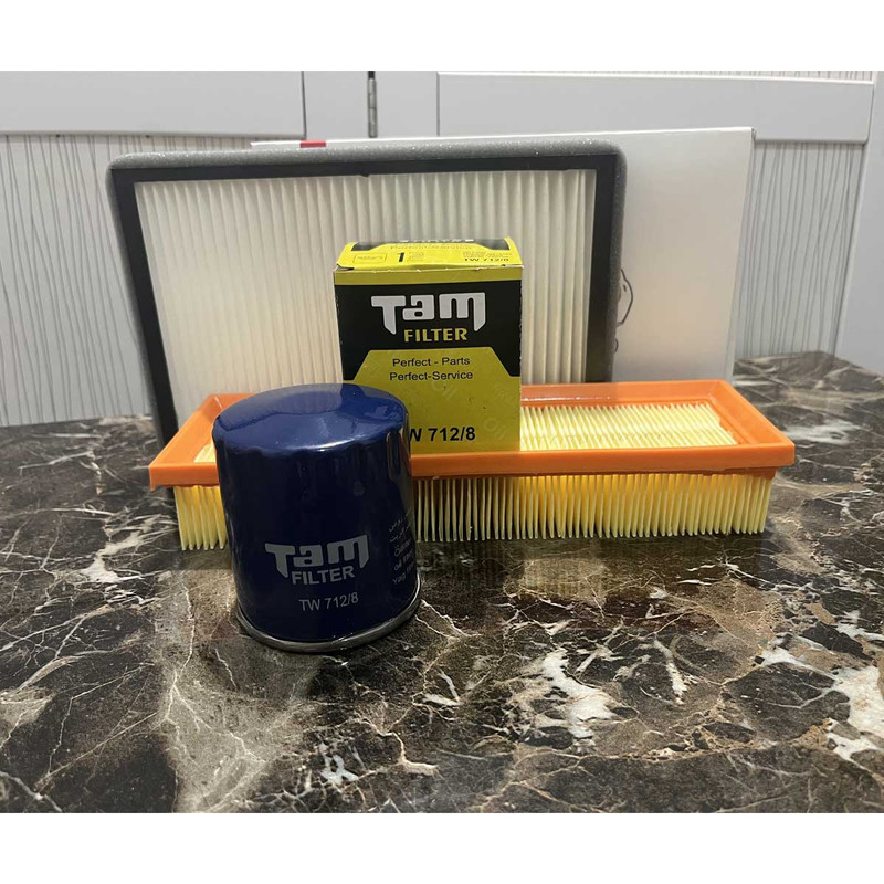 فیلتر روغن خودرو تام مدل TW 7128 مناسب برای پژو 405 به همراه فیلتر هوا و کابین
