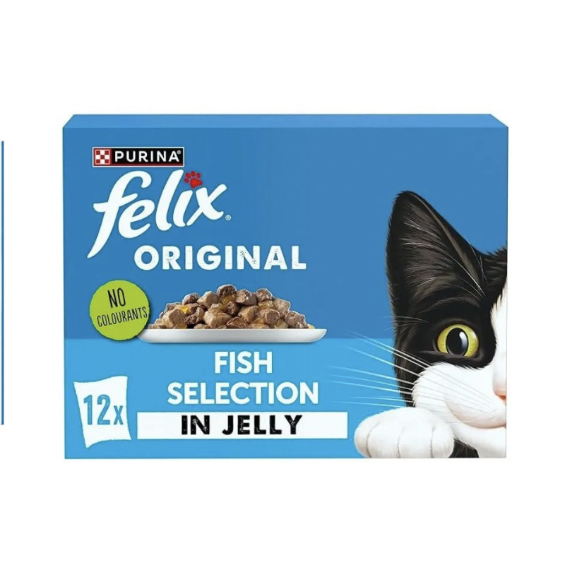 پوچ گربه بالغ فلیکس مدل Fish Selection in Jelly طعم ماهی بسته 12 عددی
