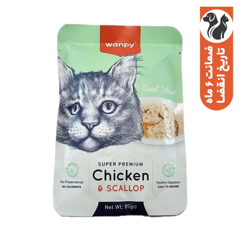 پوچ گربه ونپی مدل سفارش اروپا با طعم مرغ و گوش ماهی وزن 85 گرم