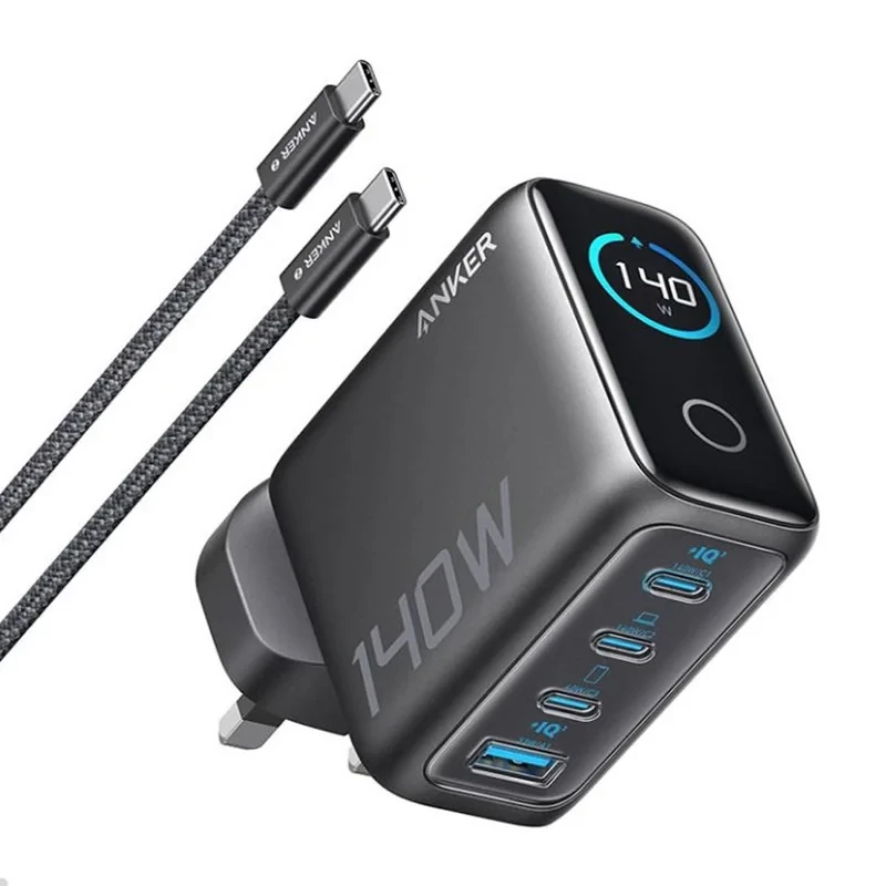 شارژر دیواری 140 وات چهار پورت انکر مدل B2697KZ1 به همراه کابل USB-C به طول 1.5 متر