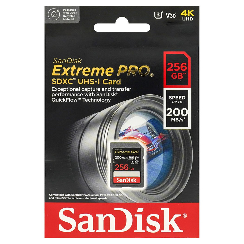 کارت حافظه SDXC سن دیسک مدل Extreme Pro V30 کلاس 10 استاندارد UHS-I U3 سرعت 200MBs ظرفیت 256 گیگابایت