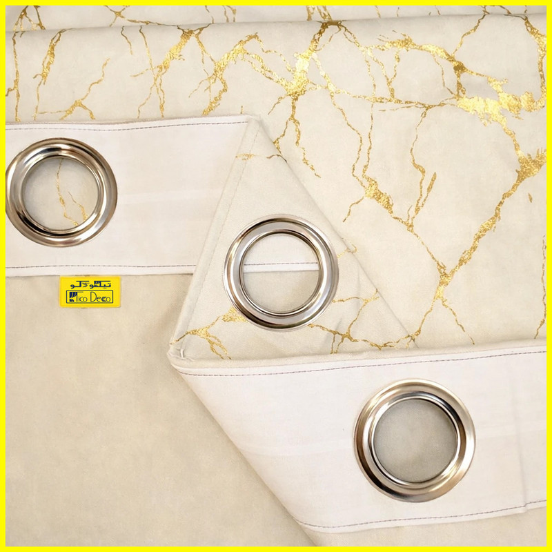 پرده پانچ تیکو دکو مدل مخمل هازان طلاکوب سوپر گلد سایز 280 × 140 سانتی‌متر مجموعه‌ 2 عددی