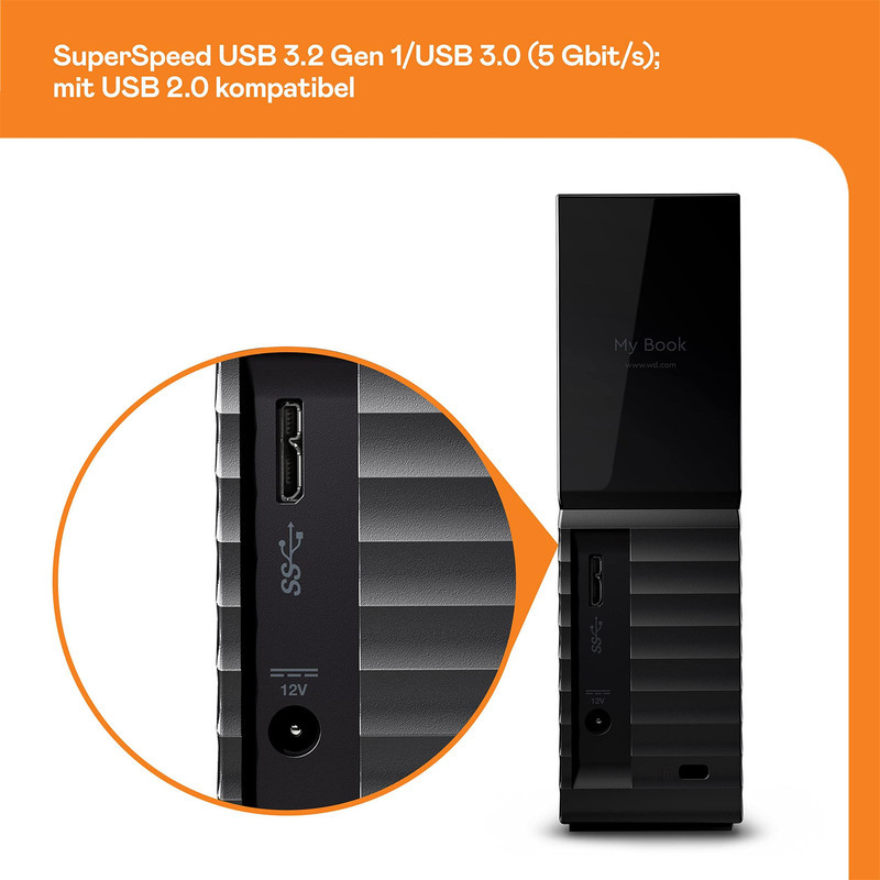 هارد اکسترنال وسترن دیجیتال مدل My Book Desktop ظرفیت هشت ترابایت دارای رابط USB Type-A 3.0