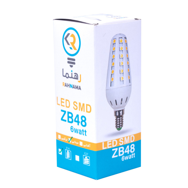 لامپ شمعی بلالی 6 وات رهنما مدل ZB48 پایه E14 بسته 6 عددی