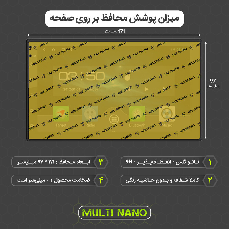 محافظ صفحه نمایش خودرو مولتی نانو مدل X-S1N مناسب برای مانیتور 7 اینچ