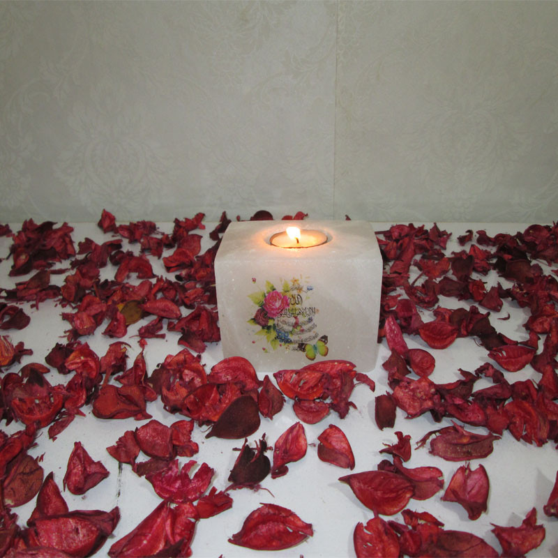 شمعدان سنگ نمک مدل مکعب کد 002