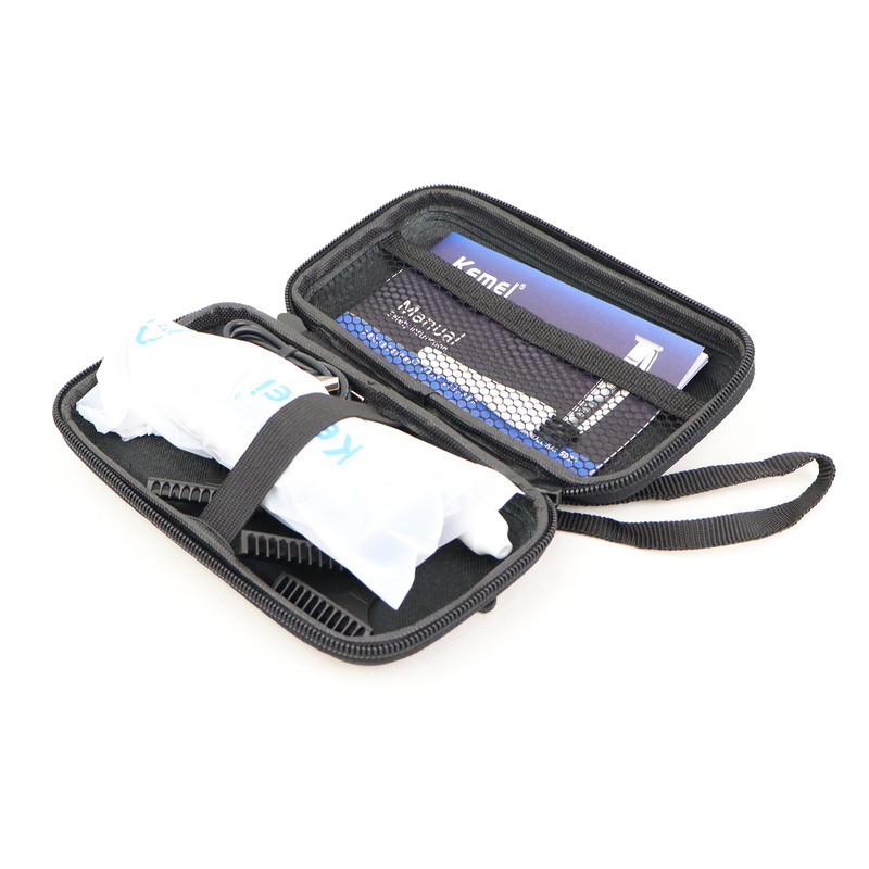 ماشین اصلاح موی سر و صورت کیمی مدل KM-5027 Professional با تیغه تیتانیوم پیشرفته، باتری لیتیوم یون 1400 میلی‌آمپر، شارژ تایپ‌سی، طراحی ارگونومیک و قابلیت استفاده خشک و مرطوب