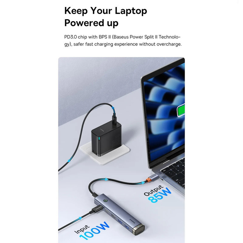 هاب 6 پورت USB-C باسئوس مدل BS-OH164