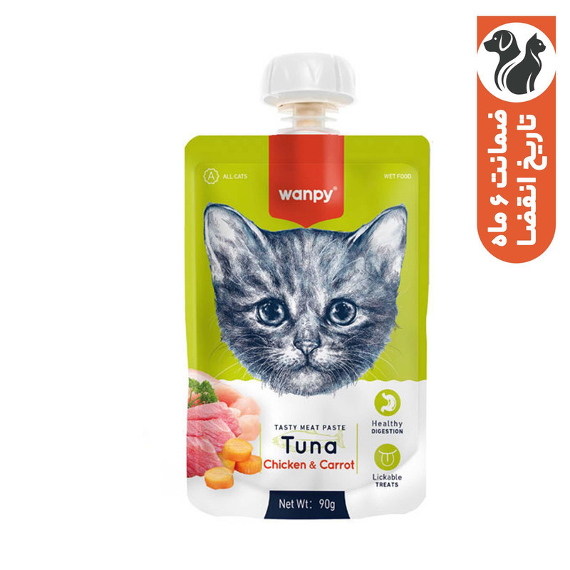 پودینگ گربه ونپی مدل سفارش اروپا با طعم ماهی تن و مرغ و هویج وزن 90 گرم
