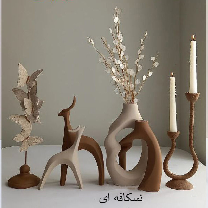گلدان دکوری مدل دوقلو پیچی مدرن مینیمال مجموعه دو عددی