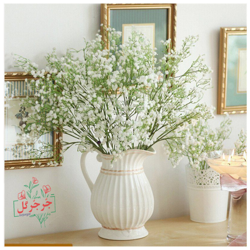 گل مصنوعی جُرجُرگل مدل بوته ژیپسوفیلا پنج بازو بسته 2 عددی