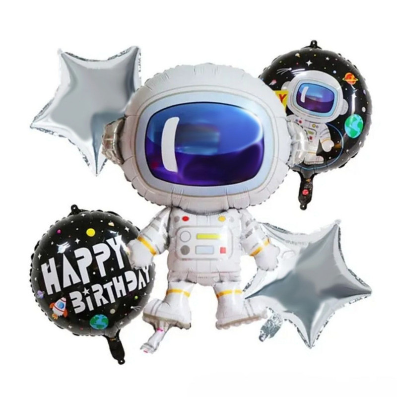 بادکنک فویلی مدل تم فضانورد کد astronaut5pcsB3 مجموعه 5 عددی
