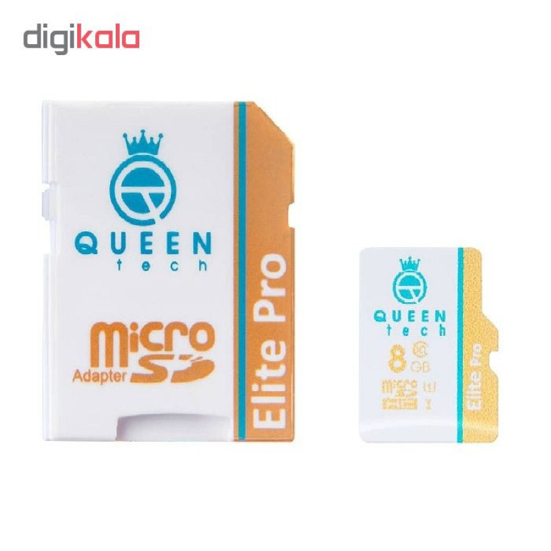 کارت حافظه microSDHC کوئین تک مدل Elite pro 566X کلاس 10 استاندارد UHS-I U1 سرعت 85MBps ظرفیت 8 گیگابایت به همراه آداپتور SD