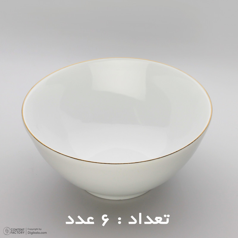 سرویس غذا خوری 18 پارچه شرکت صنایع چینی تقدیس مدل خط طلا گرد کد 110