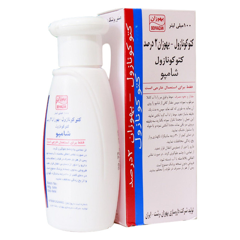 شامپو ضدشوره مو کتوکونازول مخصوص انواع مو، حجم 100 میلی‌لیتر مدل بهوزان، میزان‌سازی چربی مو و پوست سر، ضدقارچ و باکتری، ضدالتهاب و خارش، جلوگیری از وزشدن مو، محافظت کامل مو و پوست سر، ازبین‌برنده چربی مو و پوست سر