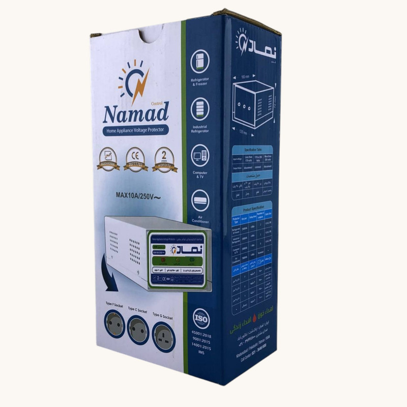 محافظ ولتاژ یخچال صنعتی نماد کنترل مدل 16A-3500VA طول کابل1.8