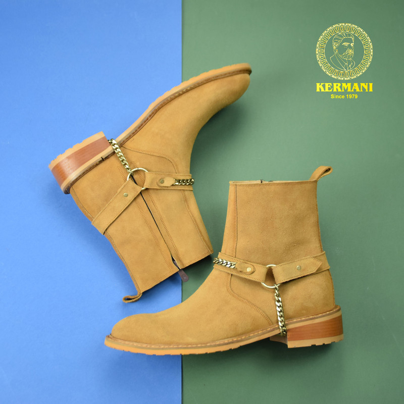 نیم بوت مردانه کرمانی مدل جیر دستدوز طبیعی کد 653