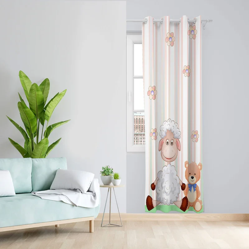 پرده مدل اتاق کودک مخمل پانچی طرح پسرانه کد 4551 سایز 140x280 سانتی متر