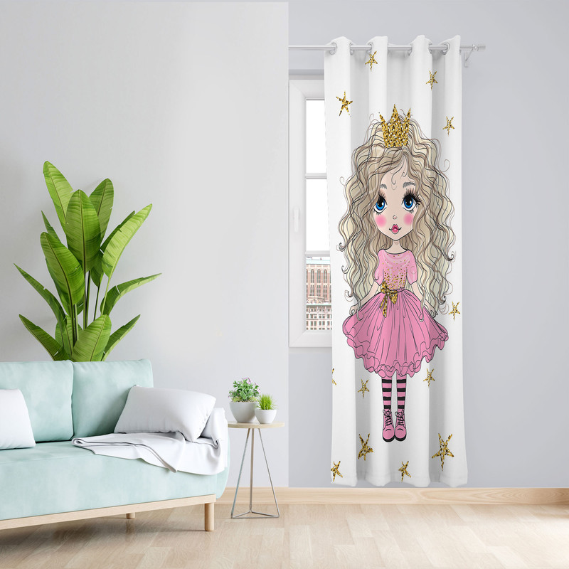پرده مدل دخترانه مخمل پانچی کد 1003 سایز 140x280 سانتی متر