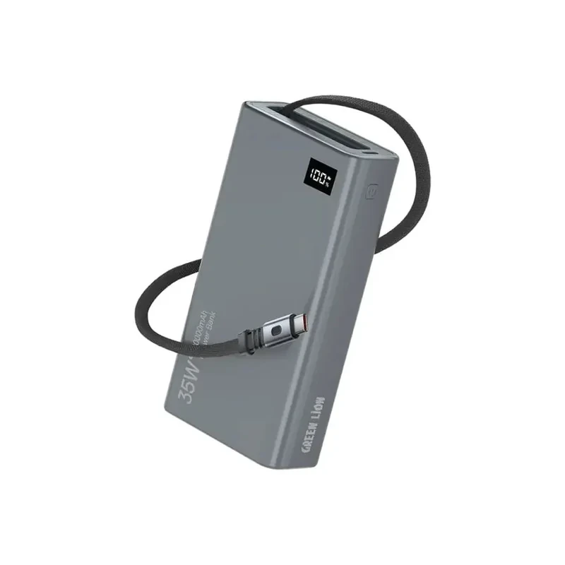 پاوربانک 35 وات گرین لاین مدل RETRACTABLE 35W ظرفیت 20000 میلی‌آمپرساعت